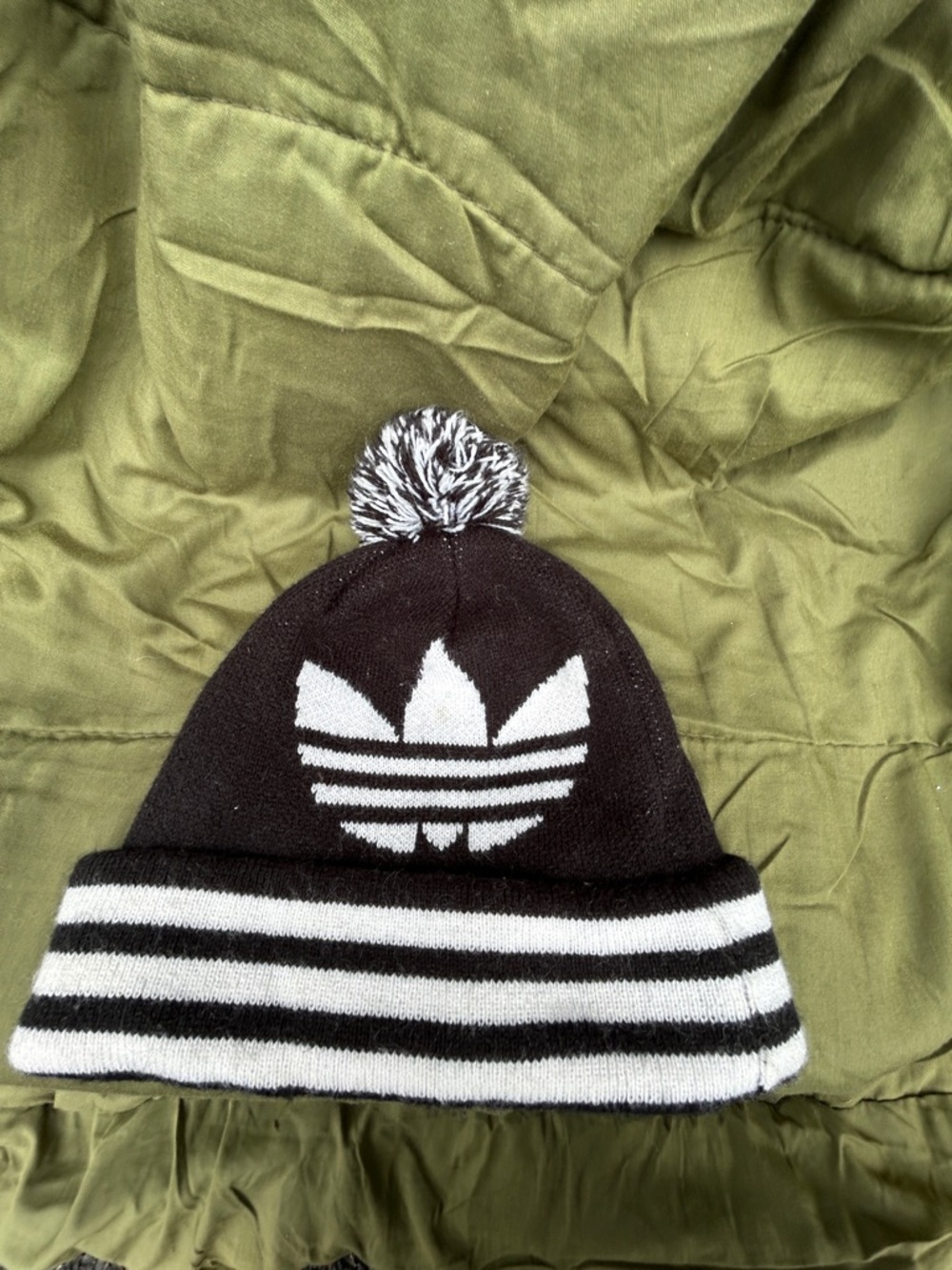 Adidas Black & White Pom Beanie